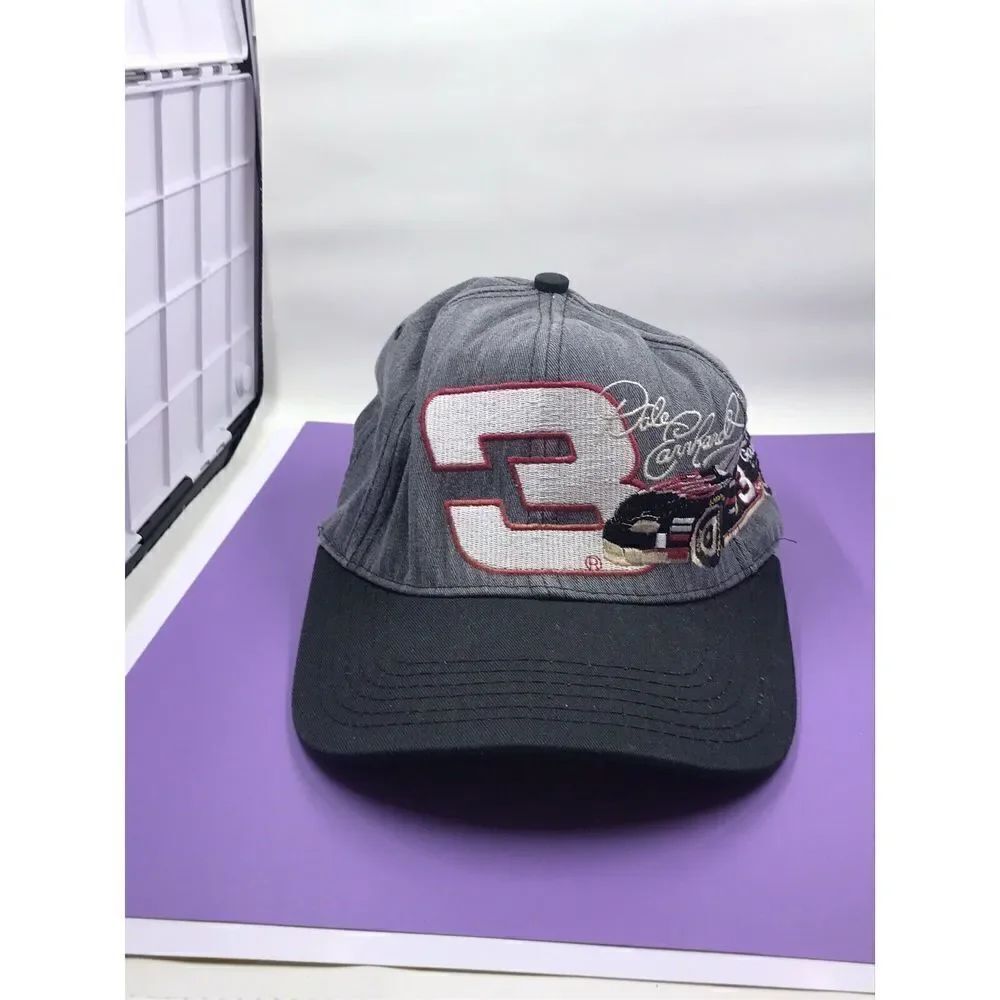 VTG NASCAR Dale Earnhardt #3 Hat Cap Snap Back Mens Adult Gray Trucker USA- L/XL